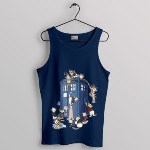 Cats Police Box Tardis Navy Tank Top 13th Doctor Who