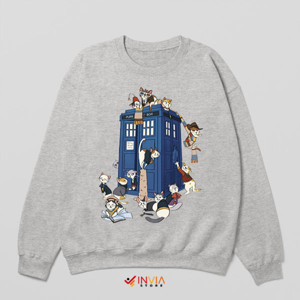 Cats With Tardis Dr Who Sport Grey Sweatshirt 11th Doctor