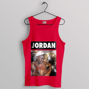 Michael Jordan Trophy NBA Cry Red Tank Top Chicago Bulls