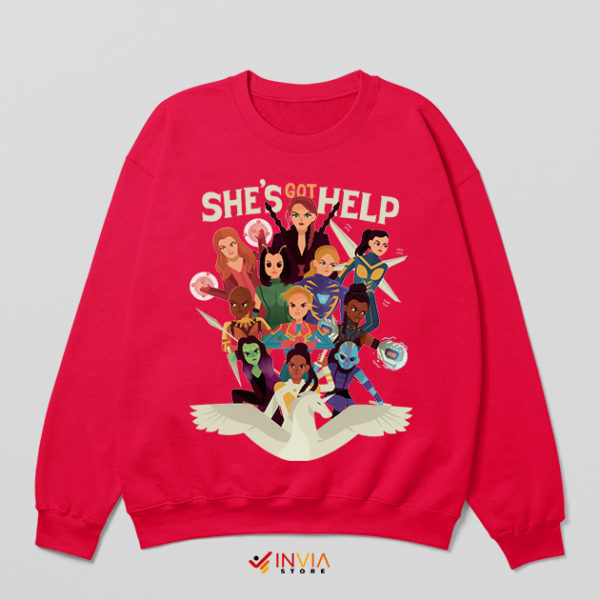 Shes Got Help Female Marvel Red Sweatshirt Avengers Endgame