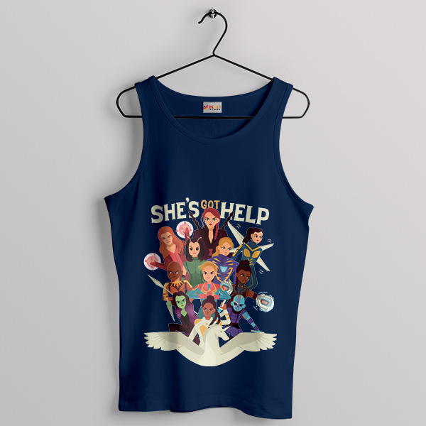 Shes Got Help Quote Endgame Navy Tank Top Avengers