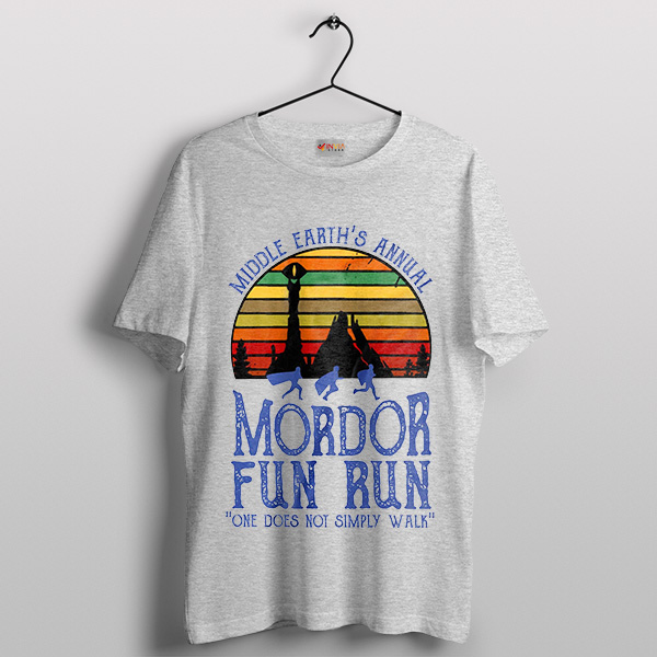 Sunset Mordor Fun Run Sport Grey Tshirt The Lord of the Rings Middle Earth