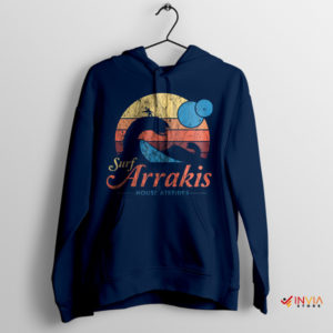 Visit Arrakis Dune Part 2 Navy Hoodie Map of Planet