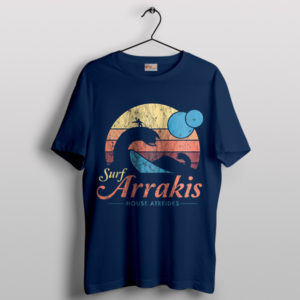 Visit Arrakis Sunset Dune Navy Tshirt Vintage