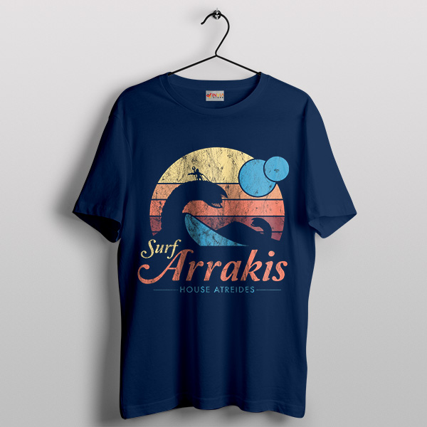 Visit Arrakis Sunset Dune Navy Tshirt Vintage