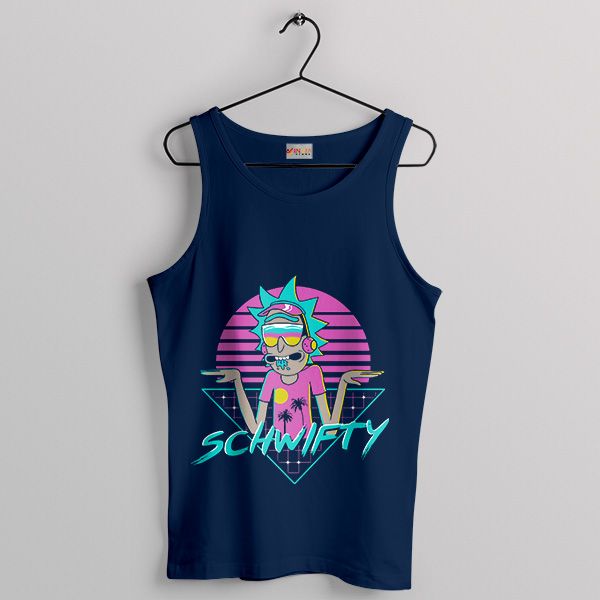 80s Retro Schwifty Rick Morty Navy Tank Top Synthwave