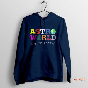 Look Mum I Can Fly Astroworld Navy Hoodie Travis Scott Song Merch