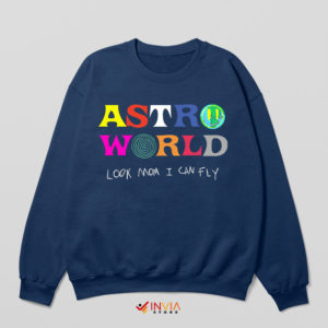 Look Mum I Can Fly Navy Sweatshirt Astroworld Travis Scott Merch