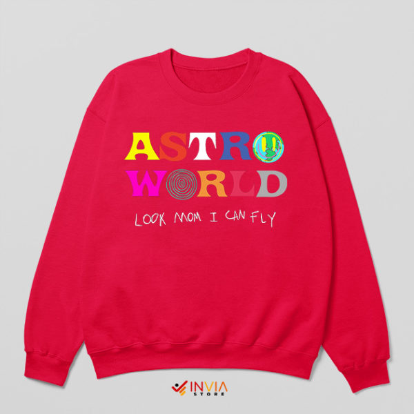 Look Mum I Can Fly Red Sweatshirt Astroworld Travis Scott Merch