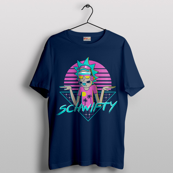 Rick Synthwave 80s Retro Navy T-Shirt Get Schwifty Episode