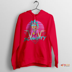Schwifty Rick Morty Synthwave 80s Red Hoodie Retro Series
