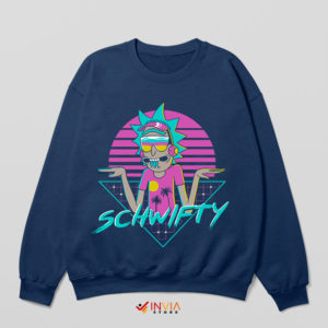 Synthwave 80s Retro Get Schwifty Navy Sweatshirt Rick Morty