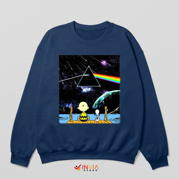 Dark Side Pink Floyd Snoopy Songs Navy Sweatshirt Album Cover