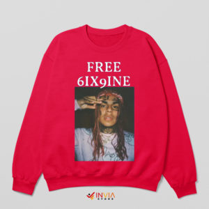 Free Tekashi 6ix9ine Graphic Red Sweatshirt