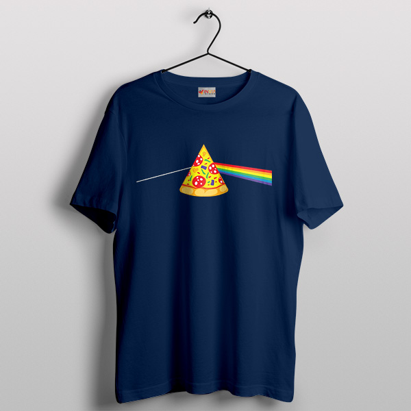 Pizza Pink Floyd Album Covers Navy T-Shirt Dark Side