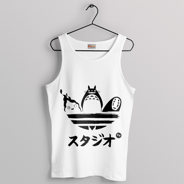 Studio Ghibli Anime Adidas Logo White Tank Top Totoro Movie