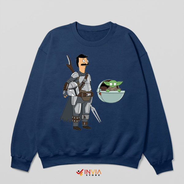 Boba Fett Bob Burger Characters Navy Sweatshirt Mandalorian