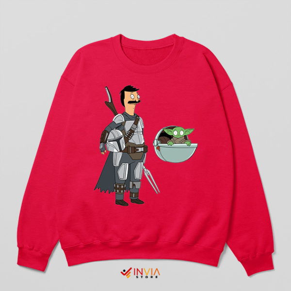 Boba Fett Bob Burger Characters Red Sweatshirt Mandalorian