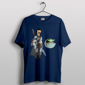 Boba Fett Bobs Burgers Episodes Navy T-Shirt Baby Yoda