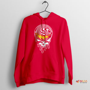 Live Grateful Dead Timeline Red Hoodie Rock Band Merch