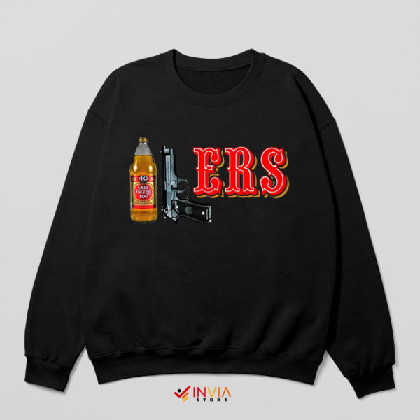 San Francisco 49ers 40oz Beer Black Sweatshirt Olde English 800