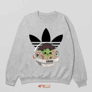 Baby Yoda Cartoon Adidas SPort Grey Sweatshirt The Mandalorian 3