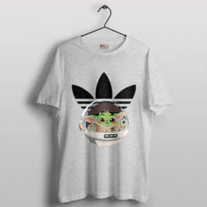 Din Grogu Cartoon Adidas Sport Grey T-Shirt Mandalorian Season 3