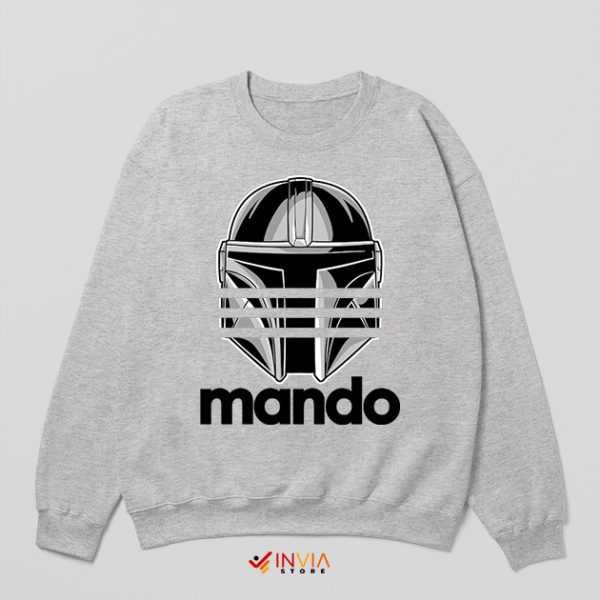 Mandalorian Pilot Helmet Adidas Logo Sport Grey Sweatshirt TV Series