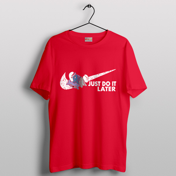 Smurfs Cartoon Just Do it Later Red T-Shirt Movie Blue Moon