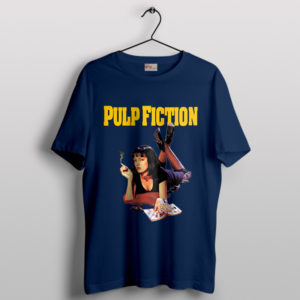 Mia's Dangerous Beauty Navy T-Shirt Pulp Fiction Vintage Tarantino
