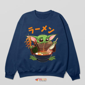 Baby Yoda Meme Nishiki Ramen Navy Sweatshirt Cute Grogu