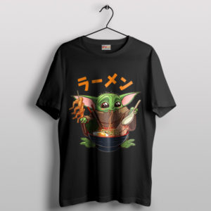 Baby Yoda Tatsu Ramen Black T-Shirt Grogu Meme