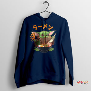 Cute Baby Yoda Star Wars Ramen Navy Hoodie Grugu