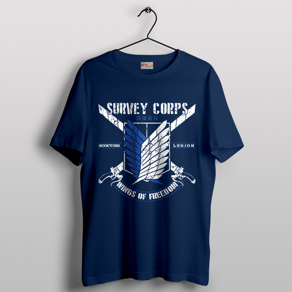 Attack On survey Corps Guide Navy T-Shirt Anime Merch