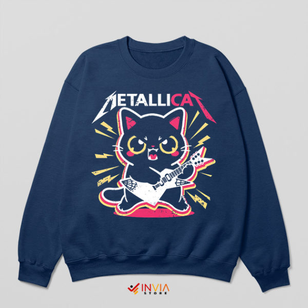 Live Metallica Meow Navy Sweatshirt Metallicat Concert