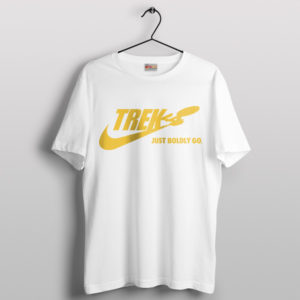 Boldly Go Star trek Quote Nike White T-Shirt Movie Merch