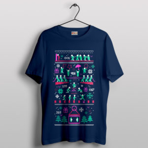 Netflix Squid Game Episodes Christmas Navy T-Shirt Graphic Series