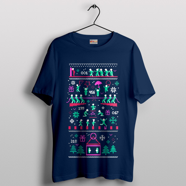 Netflix Squid Game Episodes Christmas Navy T-Shirt Graphic Series