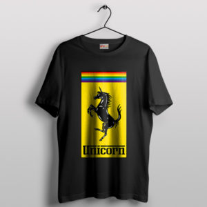 Unicorn Gay Pride Black T-Shirt Luxury Sports Car Logo