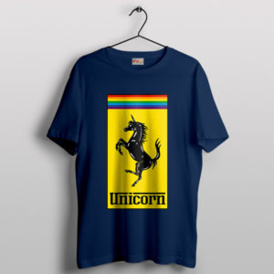 Unicorn Gay Pride Navy T-Shirt Luxury Sports Car Logo