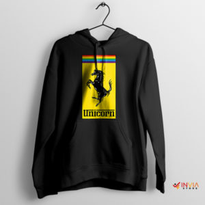 Unicorn Gay Pride Parade Symbol Black Hoodie Luxury Sports Car Logo