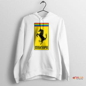 Unicorn Gay Pride Parade Symbol White Hoodie Luxury Sports Car Logo