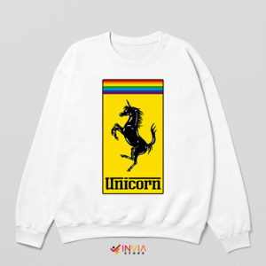 Unicorn Gay Pride Symbol White Sweatshirt Luxury Sports Car