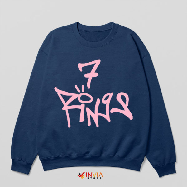 7 Rings Ariana Grande Graphic Navy Sweatshirt