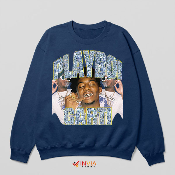 Buy Playboi Carti Rest in Peace Navy Sweatshirt Vintage