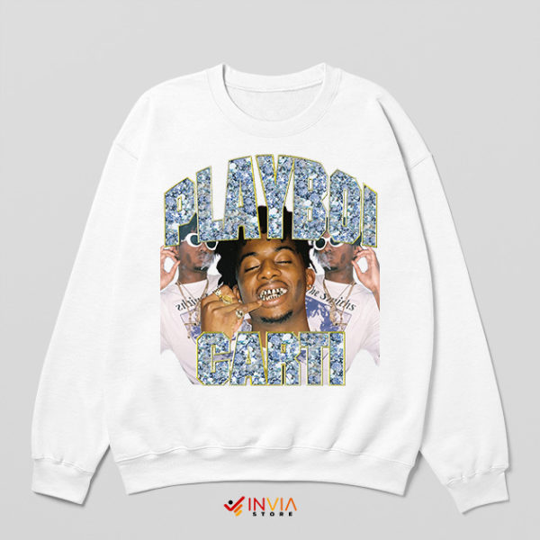 Buy Playboi Carti Rest in Peace White Sweatshirt Vintage