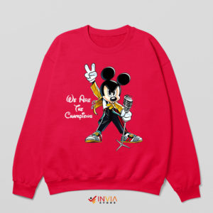 Freddie Live Aid Mickey Mouse Red Sweatshirt Champions Song