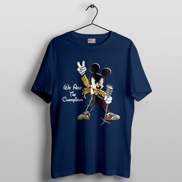 Freddie Mercury Friends Mickey Mouse Navy T-Shirt Music Legend