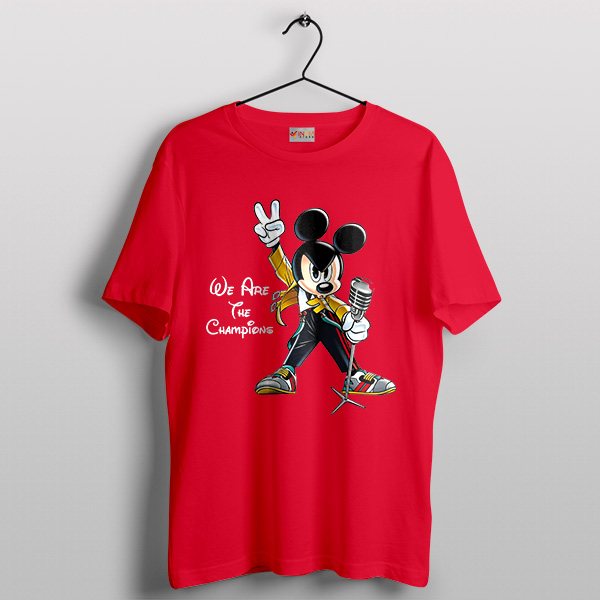 Freddie Mercury Friends Mickey Mouse Red T-Shirt Music Legend
