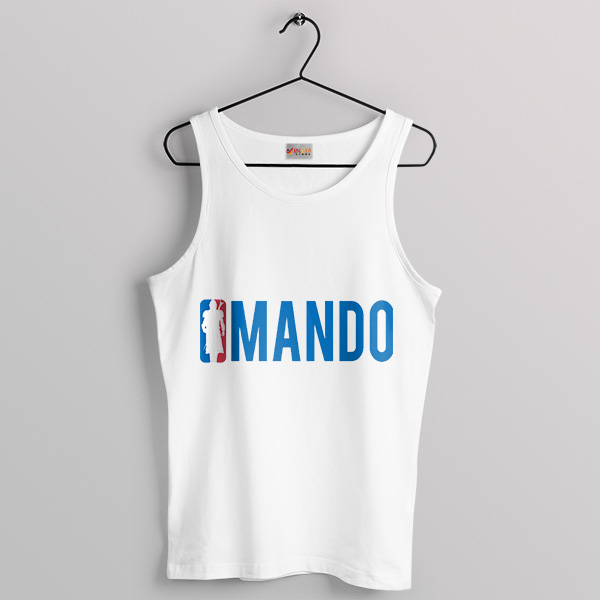 Mando Without Helmet NBA Logo White Tank Top Mandalorian